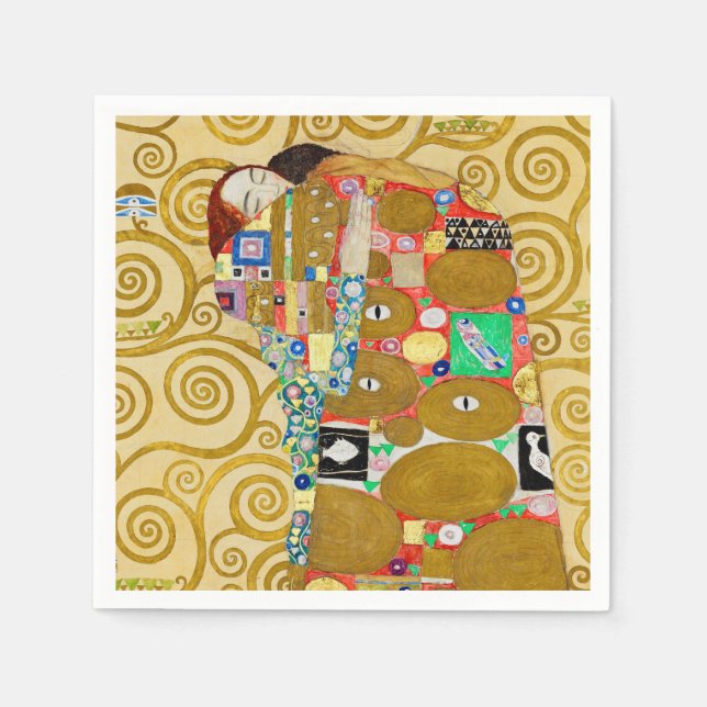 Gustav Klimt Fulfilment Nouveau Couple Napkin (Front)