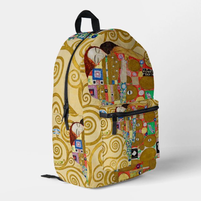 Gustav Klimt Fulfilment Nouveau Couple Printed Backpack (Back Corner Left)
