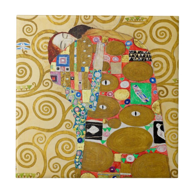 Gustav Klimt Fulfilment Nouveau Couple Tile (Front)