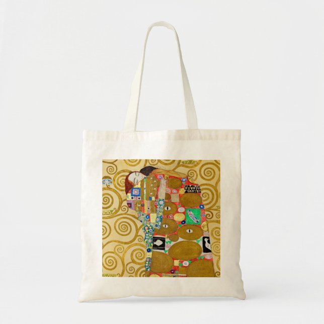 Gustav Klimt Fulfilment Nouveau Couple Tote Bag (Front)