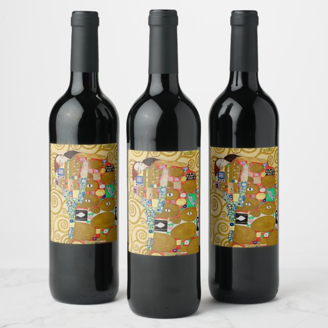 Gustav Klimt Fulfilment Nouveau Couple Wine Label (Bottles)