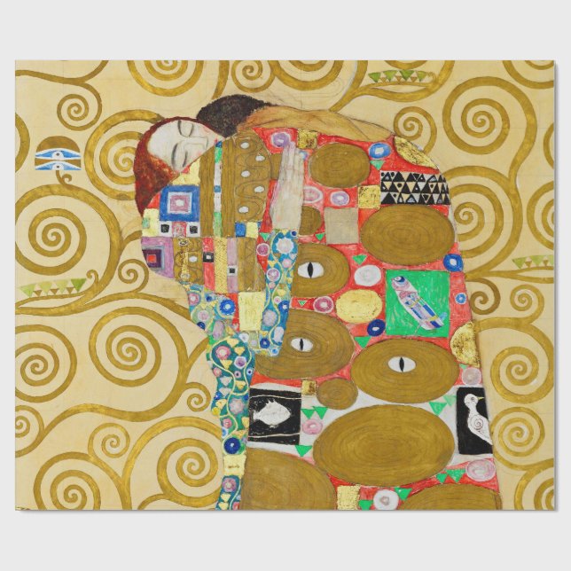 Gustav Klimt Fulfilment Nouveau Couple Wrapping Paper (Flat)