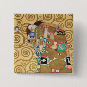 Gustav Klimt - Fulfilment, Stoclet Frieze 15 Cm Square Badge