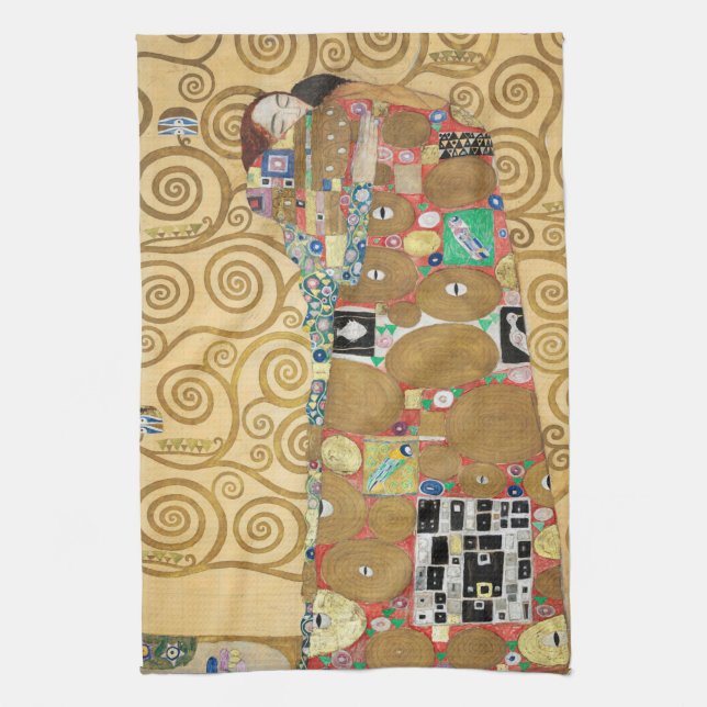 Gustav Klimt - Fulfilment, Stoclet Frieze Tea Towel (Vertical)