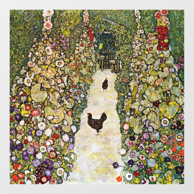 Gustav Klimt - Garden Path with Chickens Window Cling (Sheet)