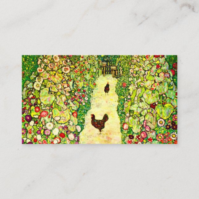 Gustav Klimt Garden with Chickens Enclosure Card (Front)