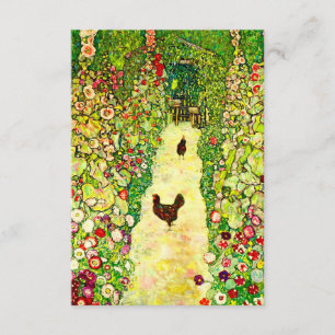 Gustav Klimt Garden with Chickens Enclosure Card