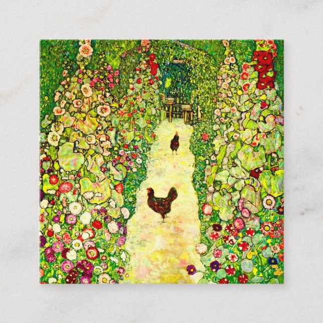 Gustav Klimt Garden with Chickens Enclosure Card (Front)
