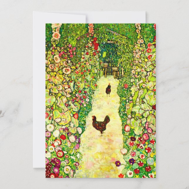 Gustav Klimt Garden with Chickens Invitation (Front)