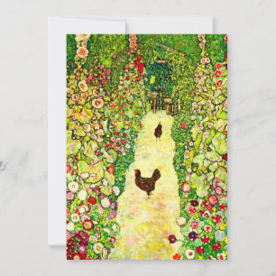 Gustav Klimt Garden with Chickens Invitation