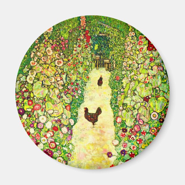 Gustav Klimt Garden with Chickens Magnet (Front)