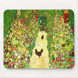 Gustav Klimt Garden with Chickens Mouse Mat