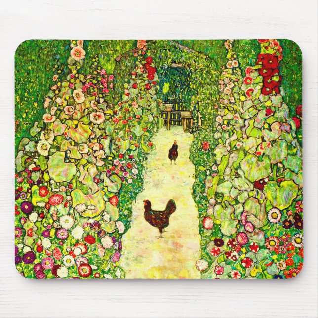 Gustav Klimt Garden with Chickens Mouse Mat (Front)