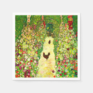 Gustav Klimt Garden with Chickens Napkin