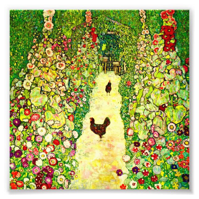 Gustav Klimt Garden with Chickens Photo Print (Front)