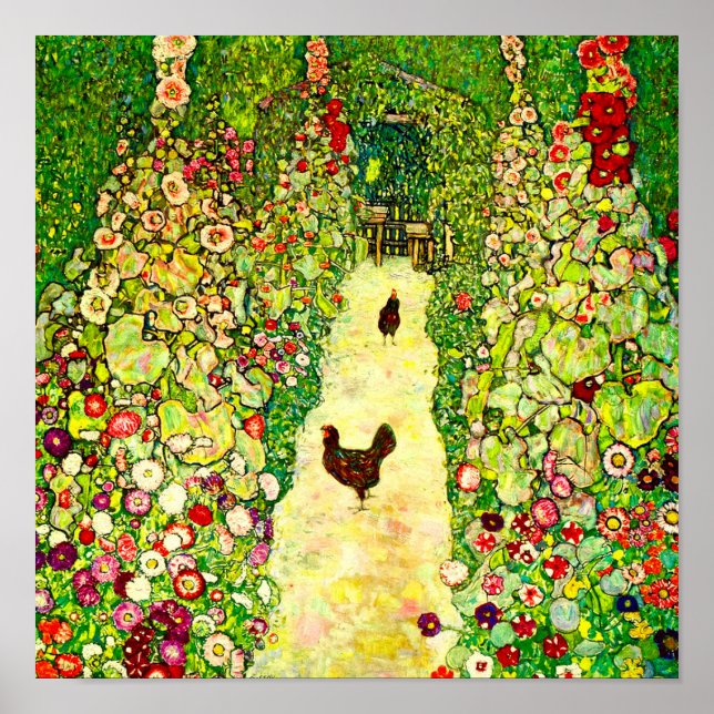 Gustav Klimt Garden with Chickens Poster (Front)