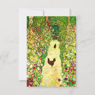 Gustav Klimt Garden with Chickens RSVP Card
