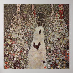 Gustav Klimt - Garden with Roosters Poster
