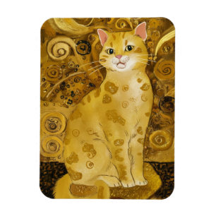 Gustav Klimt gold cute cat spoof, Gustav klimt art Magnet