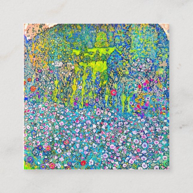 Gustav Klimt - Horticultural Landscape With Hillto Square Business Card (Front)