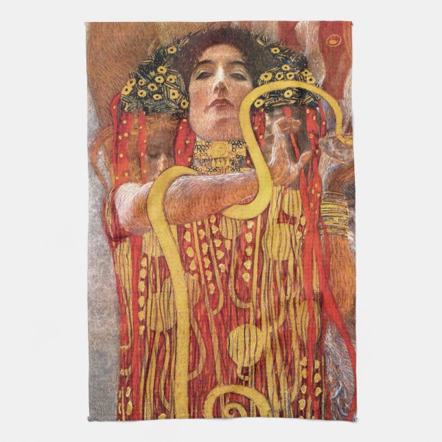 Gustav Klimt - Hygieia Medicine Goddess of Health Tea Towel (Vertical)