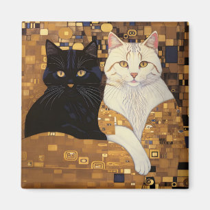 Gustav Klimt Inspired Two Cats In Bed Magnet