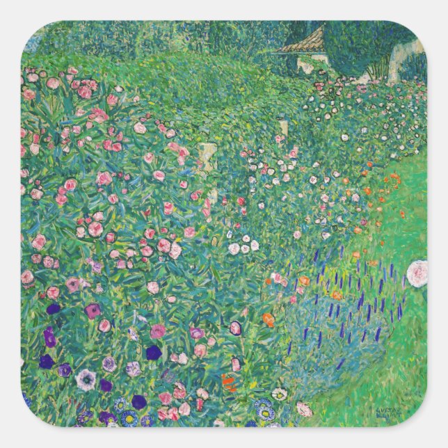 Gustav Klimt - Italian Garden Landscape Square Sticker (Front)