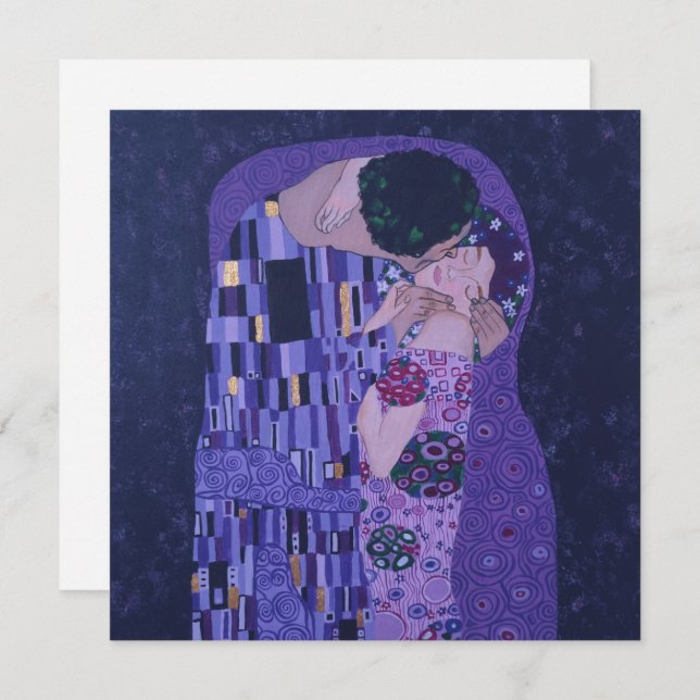 Gustav Klimt Kiss in Purple Art Print Flat Card  (Front/Back)