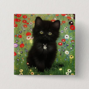 Gustav Klimt Kitten 15 Cm Square Badge