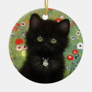 Gustav Klimt Kitten Ceramic Tree Decoration