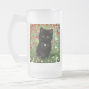 Gustav Klimt Kitten Frosted Glass Beer Mug
