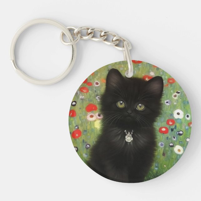 Gustav Klimt Kitten Key Ring (Front)