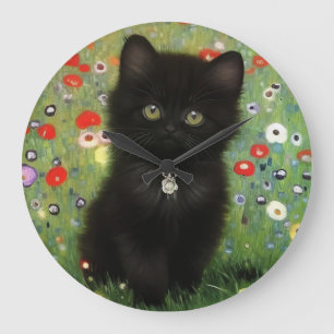 Gustav Klimt Kitten Large Clock