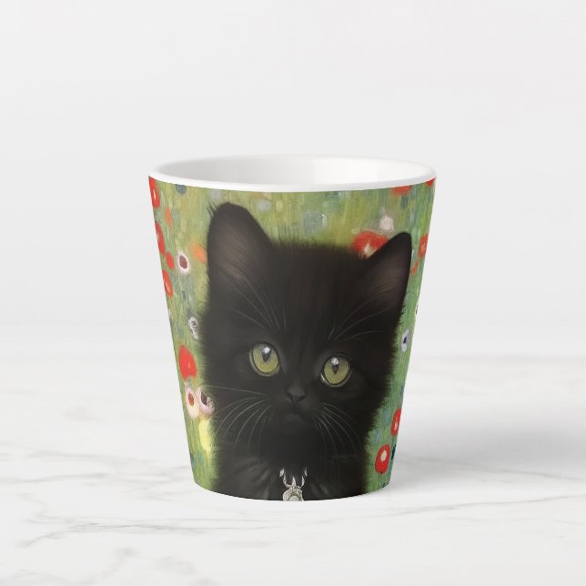 Gustav Klimt Kitten Latte Mug (Front)