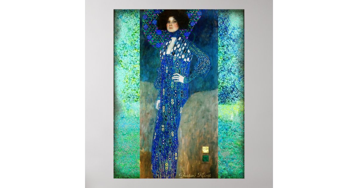 Gustav Klimt Lady in Blue Poster | Zazzle