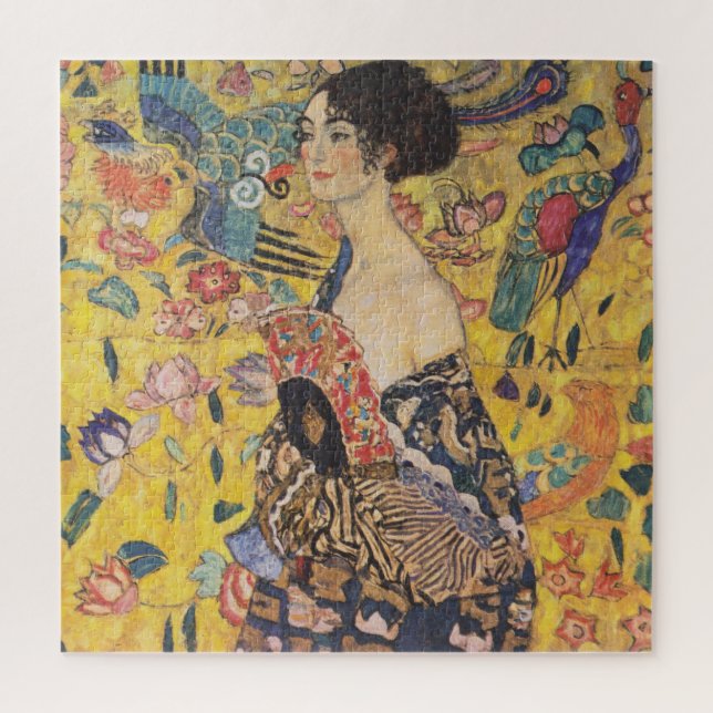 Gustav Klimt Lady with a Fan  Art Nouveau Jigsaw Puzzle (Vertical)