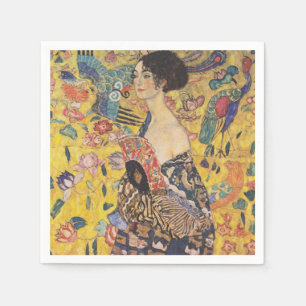Gustav Klimt Lady with a Fan Art Nouveau Napkin
