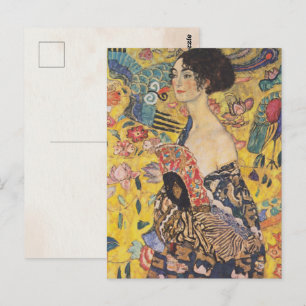 Gustav Klimt Lady with a Fan  Art Nouveau Postcard