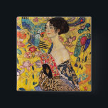 Gustav Klimt - Lady with Fan 15 Cm Square Badge<br><div class="desc">Lady with Fan - Gustav Klimt,  Oil on Canvas,  1917-1918</div>