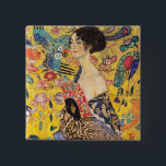 Gustav Klimt - Lady with Fan 15 Cm Square Badge<br><div class="desc">Lady with Fan - Gustav Klimt,  Oil on Canvas,  1917-1918</div>