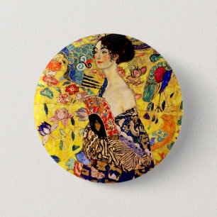 Gustav Klimt Lady with Fan 6 Cm Round Badge