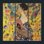 Gustav Klimt Lady With Fan Art Nouveau Painting<br><div class="desc">Gustav Klimt Lady With Fan Art Nouveau Painting This half portrait of a beautiful woman shows a yellow background with asiatic ornaments, colourful birds and lotus flowers. The lady wears a dress in the style of a kimono imprinted with motives of a Chinese dragon dress. Beautiful artistic romantic decorative fine...</div>