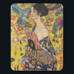 Gustav Klimt Lady With Fan Art Nouveau Painting Door Sign<br><div class="desc">Gustav Klimt Lady With Fan Art Nouveau Painting This half portrait of a beautiful woman shows a yellow background with asiatic ornaments, colourful birds and lotus flowers. The lady wears a dress in the style of a kimono imprinted with motives of a Chinese dragon dress. Beautiful artistic romantic decorative fine...</div>