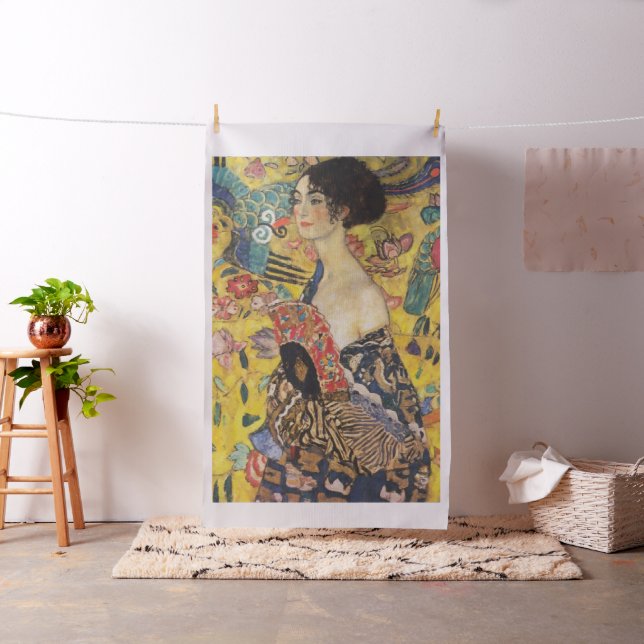 Gustav Klimt Lady With Fan Art Nouveau Painting Fabric (In Situ)