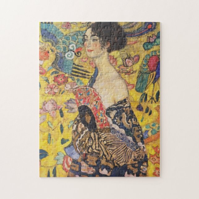 Gustav Klimt Lady With Fan Art Nouveau Painting Jigsaw Puzzle (Vertical)