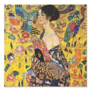 Gustav Klimt Lady With Fan Art Nouveau Painting Photo Print