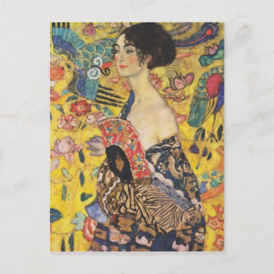 Gustav Klimt Lady With Fan Art Nouveau Painting Postcard