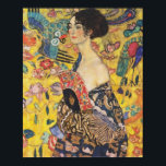 Gustav Klimt Lady With Fan Art Nouveau Painting Poster<br><div class="desc">Gustav Klimt Lady With Fan Art Nouveau Painting This half portrait of a beautiful woman shows a yellow background with asiatic ornaments, colorful birds and lotus flowers. The lady wears a dress in the style of a kimono imprinted with motives of a Chinese dragon dress. Beautiful artistic romantic decorative fine...</div>