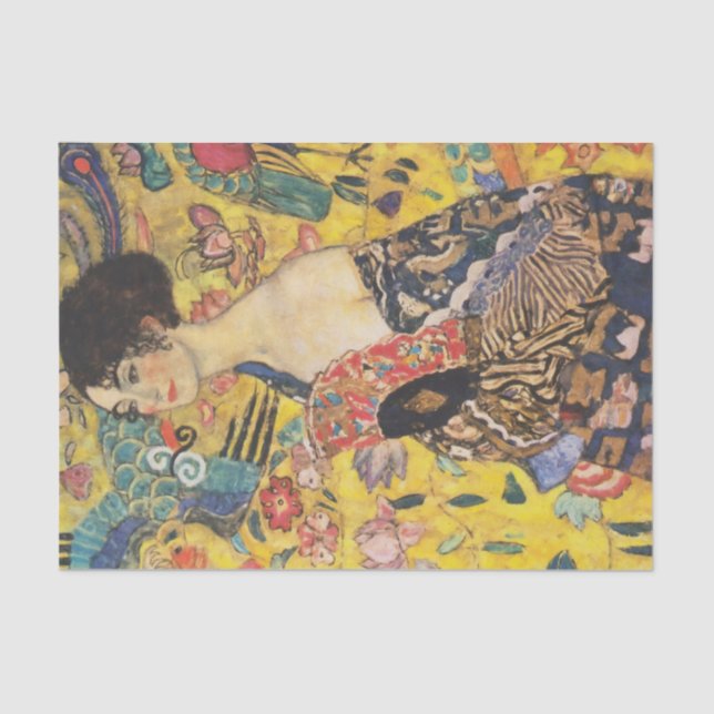 Gustav Klimt Lady With Fan Art Nouveau Painting Tissue Paper (Front)