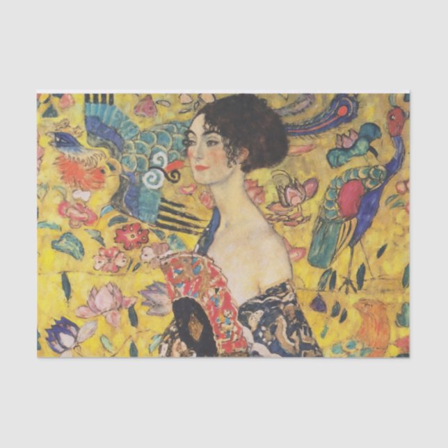 Gustav Klimt Lady With Fan Art Nouveau Painting Tissue Paper (Front)
